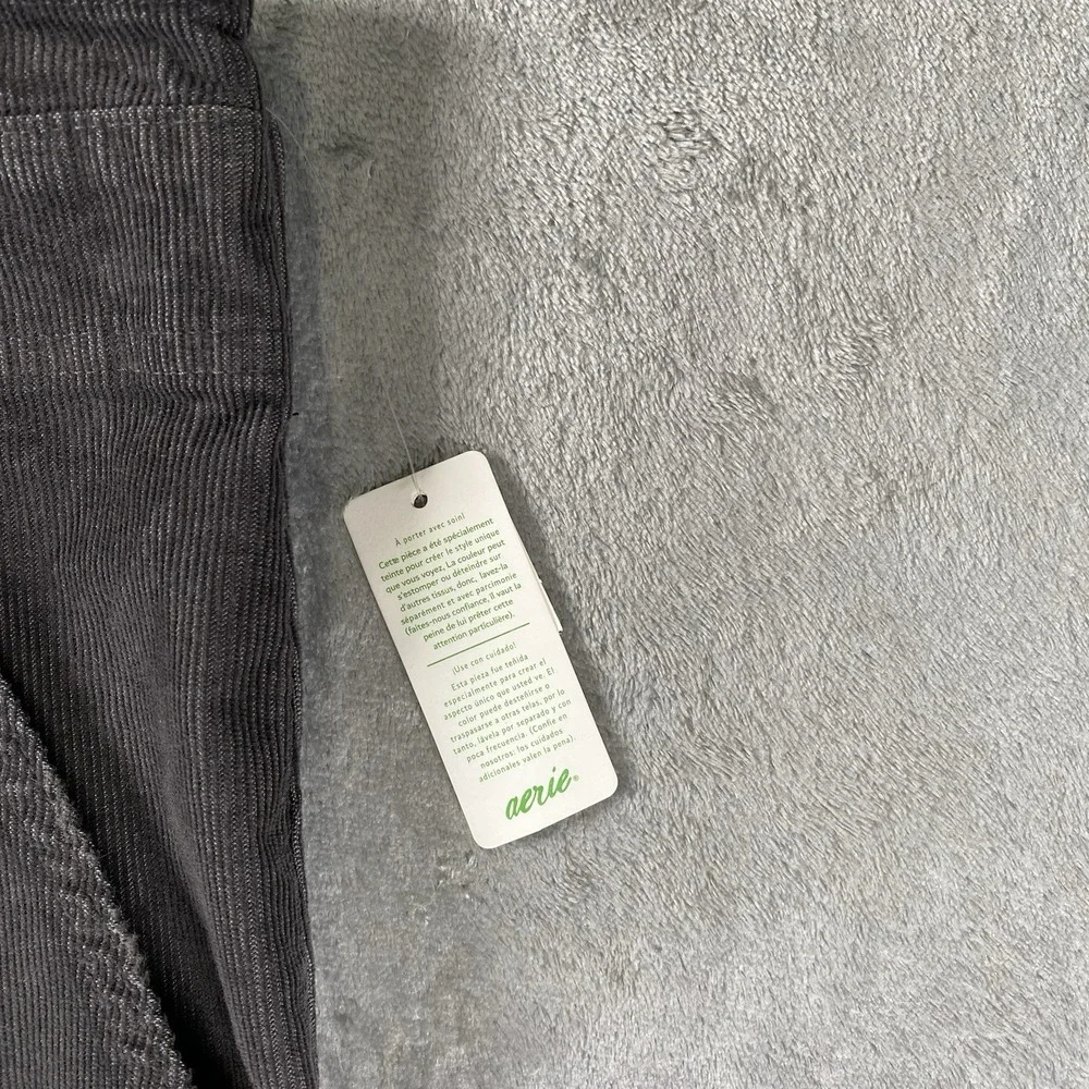 Aerie Overalls Womens Sz XL Grey Corduroy Adjustable Raw Hem Patch Pockets NWT
